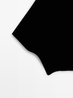 Massimo Dutti Бархатный топ с короткими рукавами, черный