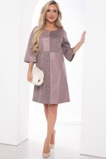 Платье комбинированное (экокожа/бежевый меланж) П8397 LT Collection