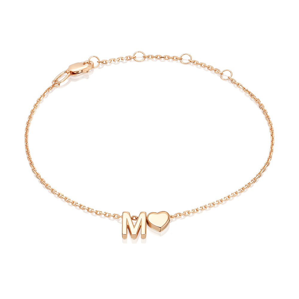 Браслет «Буква М» из красного золота
