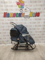 Санки-коляски Galaxy Snow Glory Gloss зеленый-серый