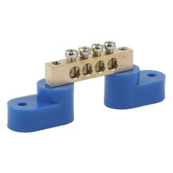 Шина ЭРА NO-222-54 N ноль на двух угловых изоляторах ШНИ-6х9-4-У2-Синий | Шины N, PE, PEN