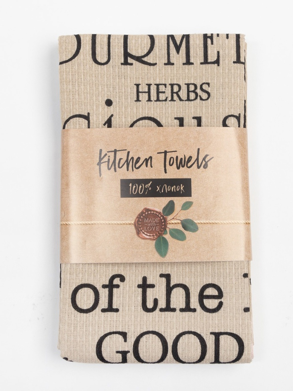 Набор кухонных полотенец Доляна Happiness, 35×60 см -2 шт., 100% хлопок, вафля 160 г/м²