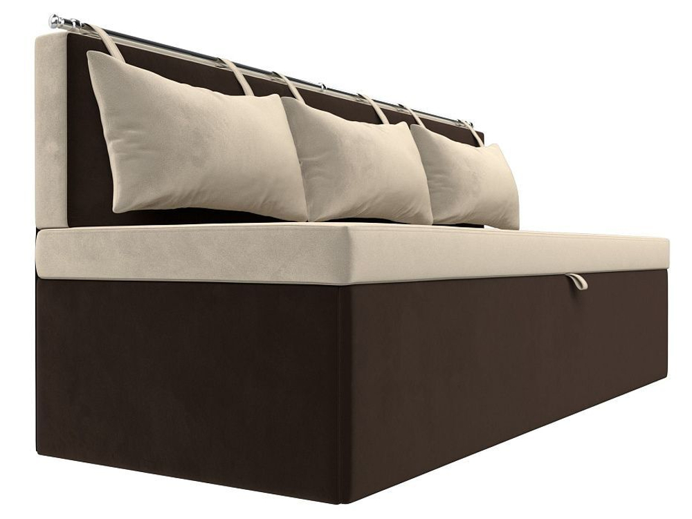 Диван кухонный прямой Метро, Бежевый\Коричневый, Микровельвет, 105004