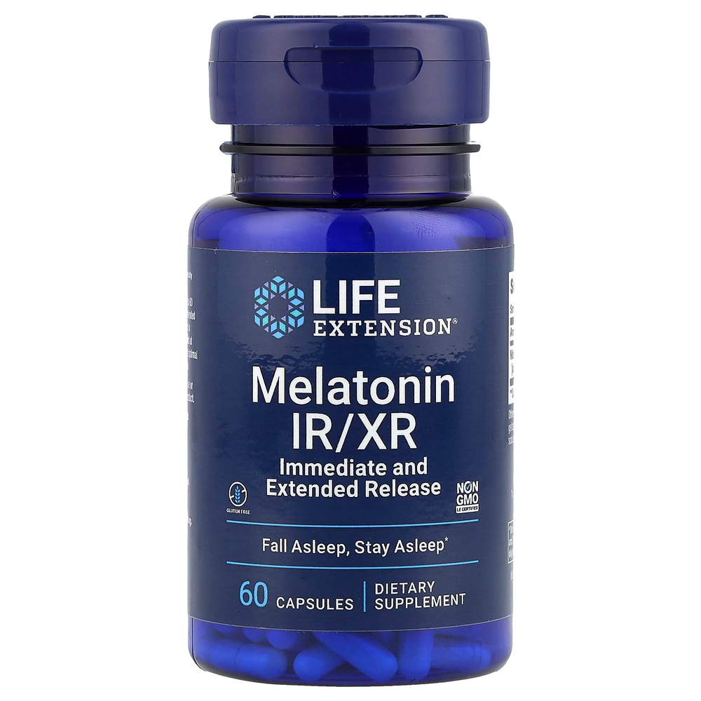 Life Extension, мелатонин IR/XR, 60 капсул (1,5 мг в 1 капсуле)