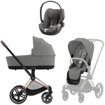 Коляска 3 в 1 Cybex Priam IV Rosegold complete и автокресло Cloud T i-Size Mirage Grey Mirage Grey
