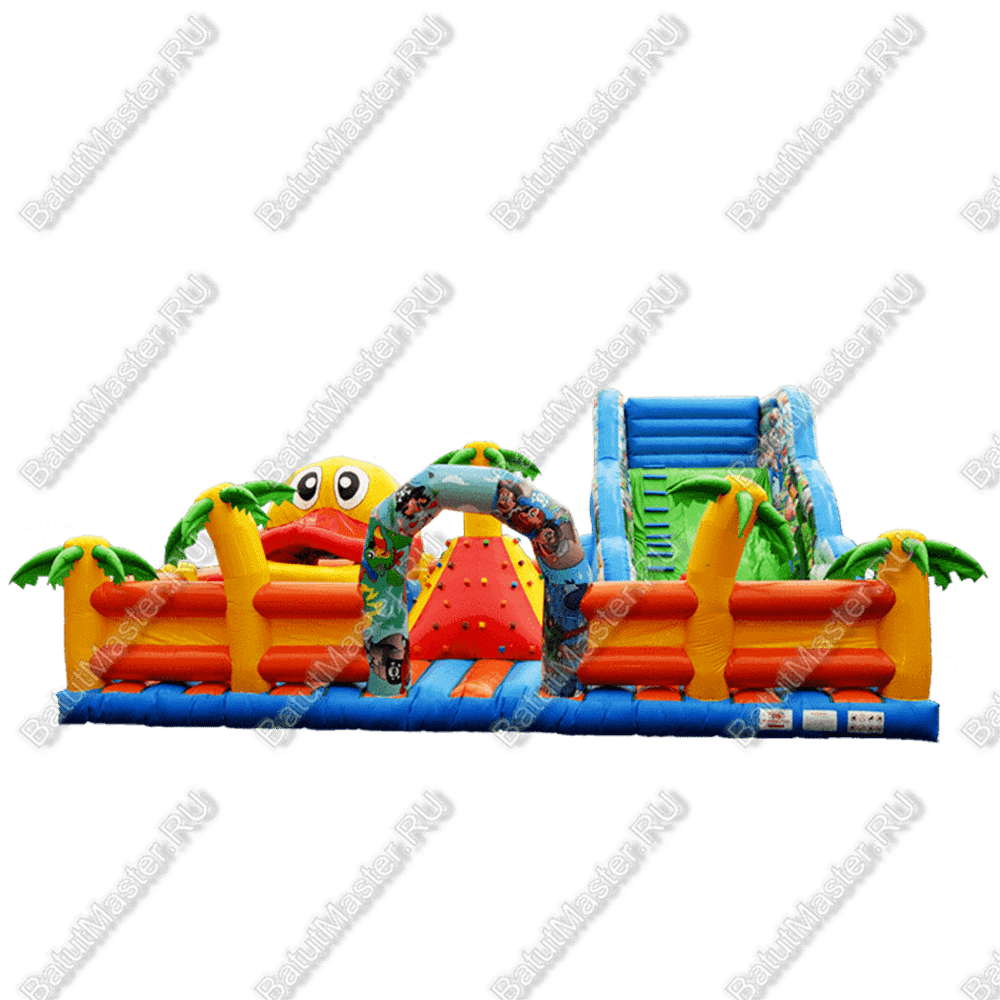 Большая надувная горка "Братство пиратов с роботом" 12*12*7 м