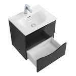 Тумба с раковиной подвесная BelBagno MARINO-CER-MINI-600-2C-SO-NL-P Nero Lucido, раковина белая BB-8099-3-60