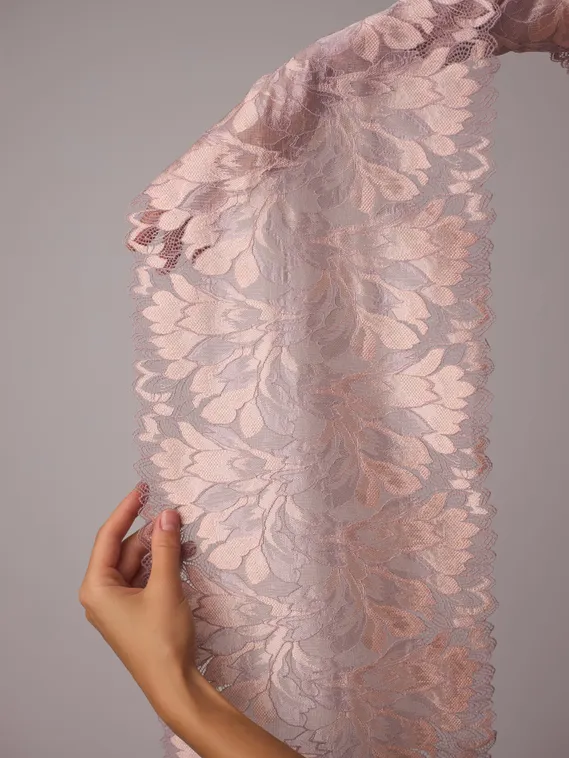 03-77 Кружево эластичное 24 см, морской туман/пудра