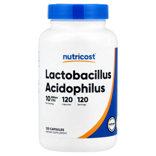 Nutricost, ацидофильные лактобактерии (Lactobacillus acidophilus), 50 мг (10 млрд КОЕ), 120 капсул