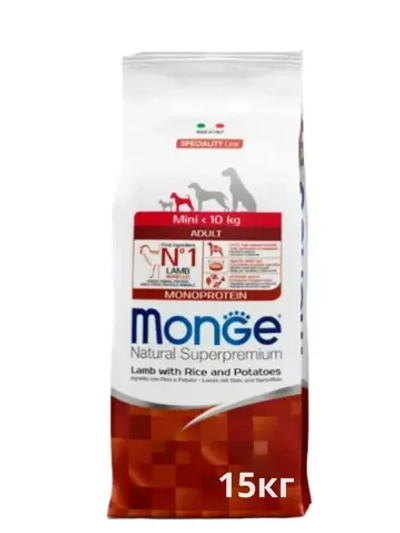 Monge (Монж Дог) Dog Speciality Mini сухой корм для взрослых собак мелких пород с ягненком 15кг.