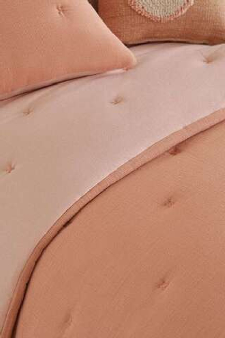 ZARA HOME ЛОСКУТНОЕ ОДЕЯЛО ИЗ ВАФЕЛЬНОЙ ВЯЗКИ, РОЗОВЫЙ