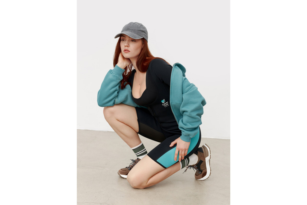 Костюм-сауна для похудения CleverCare с рукавами, женский, размер XL, материал неопрен, цвет черный с голубым