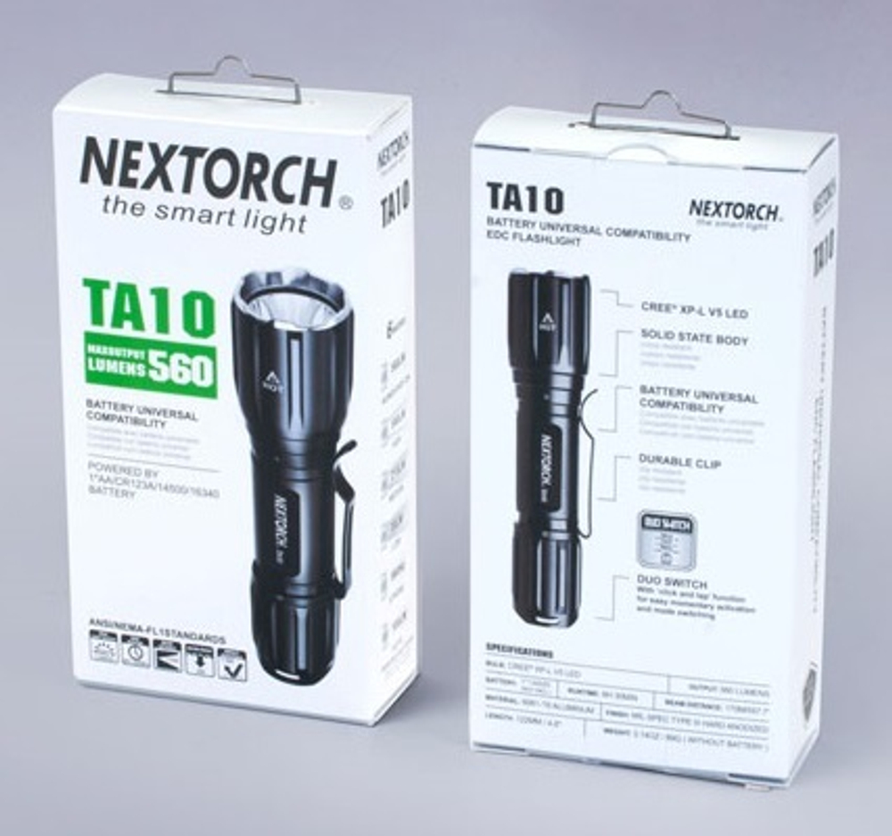 Тактический фонарь Nextorch TA10, 560 lm, 5 режимов, клипса, AA/CR123A/14500/16340 (6 шт./уп.)  DISC