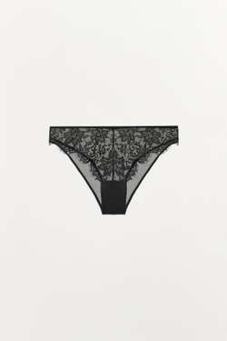 ZARA КРУЖЕВНЫЕ ТРУСЫ, ЧЕРНЫЙ