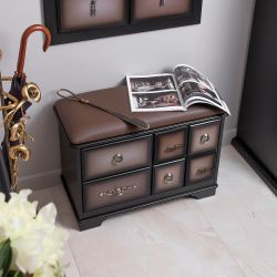 Банкетка Пандора 3 с обувницей Орех Оберджин Шоколад