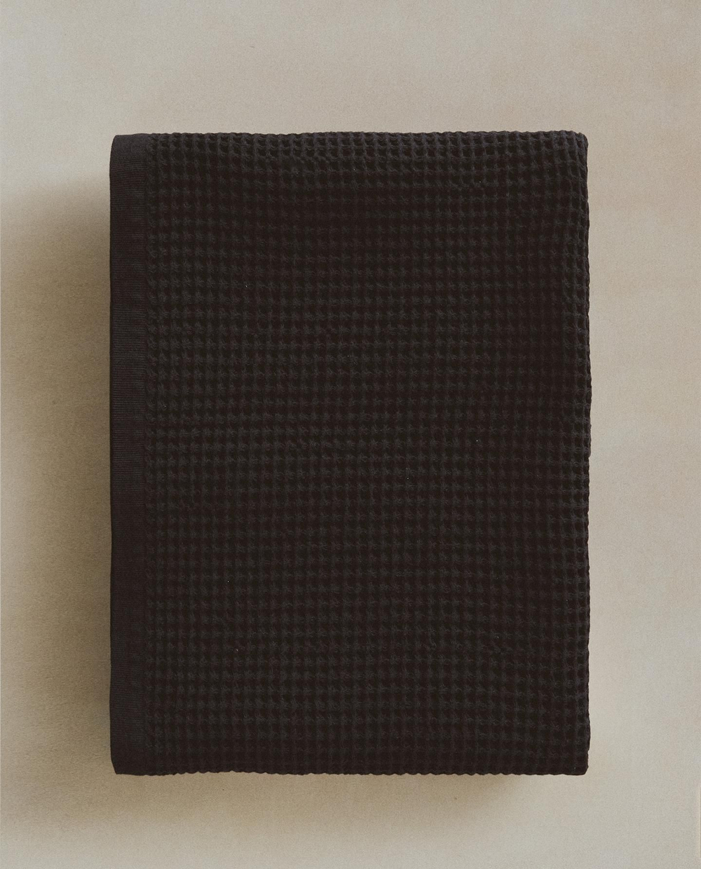 Zara Home - Хлопковое вафельное банное полотенце, черный, 30х50 см