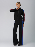 Женский хлопковый спортивный костюм чёрный с контрастными линиями