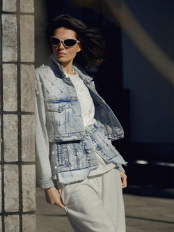 Жакет джинсовый crop PEARL, голубой
