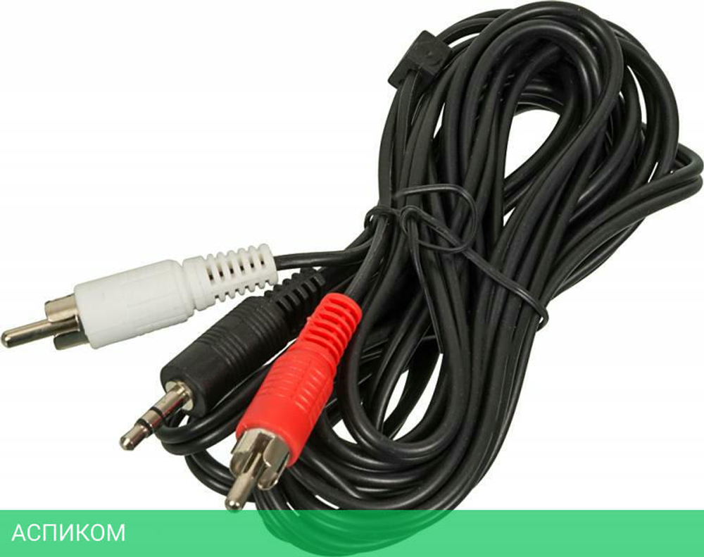 Кабель Ningbo 2xRCA "тюльпан" - 3.5mm Jack(m-m) 3m стерео черный (JAAC010-3)