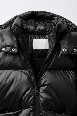 ZARA ПУХОВИК ИЗ ПЕРА И ПУХА WATER REPELLENT И WIND RESISTANT, ЧЕРНЫЙ