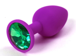 Небольшая силиконовая втулка с зеленым кристаллом Sexy Friend (7 см) (Цвет: фуксия ,зеленый)