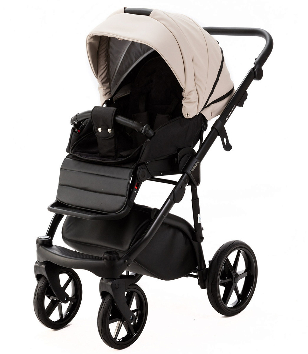 Детская коляска Adamex Nola Deluxe 2 в 1 N-SD113 (СВ.БЕЖ.КОЖА + Т.БЕЖ.КОЖА)