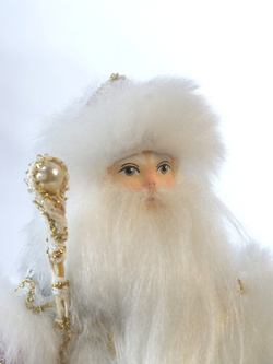 Кукла коллекционная Дед Мороз в кружевной шубе