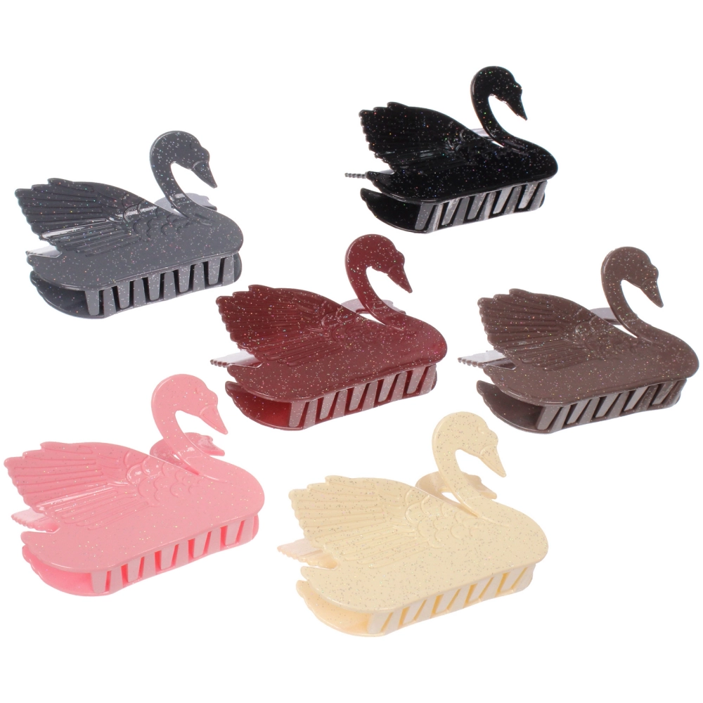 Заколка - краб для волос «AKS - VIENTO», микс 6 цветов, прямоугольник, 8*5,5см