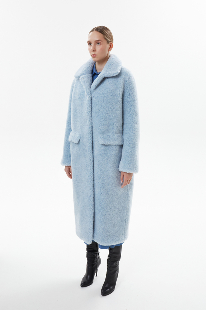 Шуба меховая, голубой