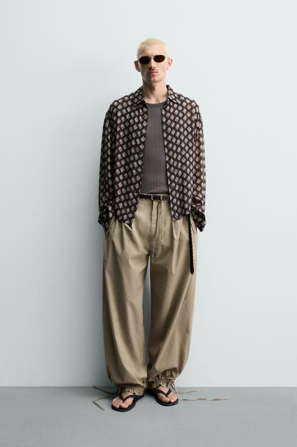 ZARA БРЮКИ BALLOON FIT С ЗАЩИПАМИ, РЫЖЕВАТО-КОРИЧНЕВЫЙ
