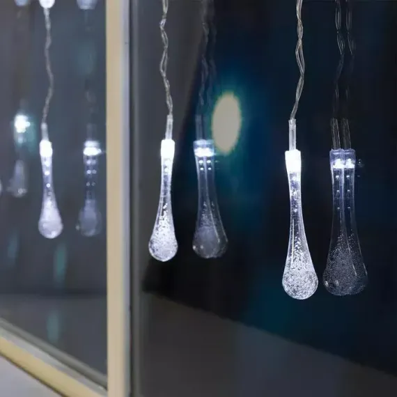 Гирлянда-занавес Капли 2.5*0.65 м., IP20, прозрачная нить, 50 LED, свечение белое, 8 режимов, 220 В., Luazon Lighting (3612411)