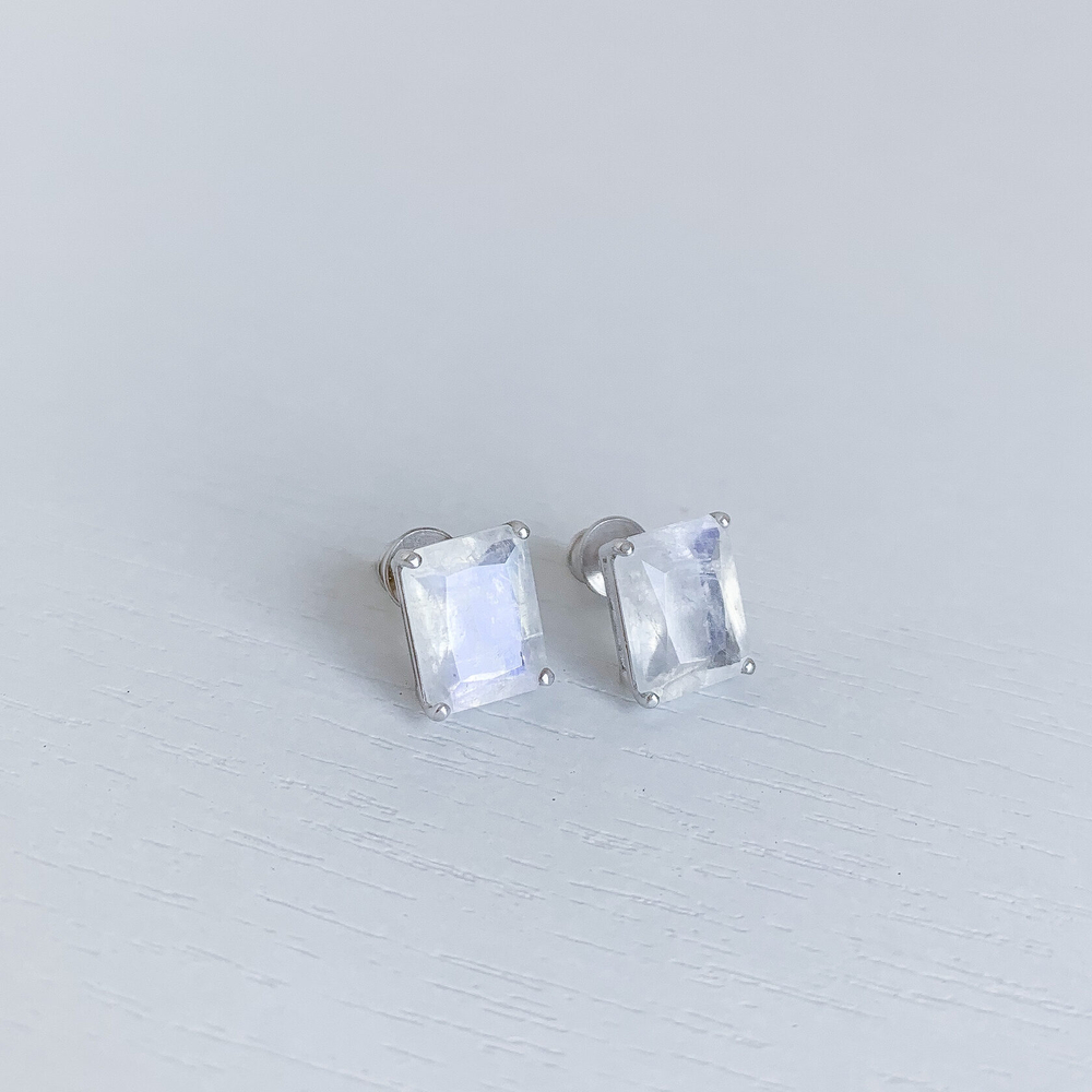 Серьги Сингапур с лунным камнем