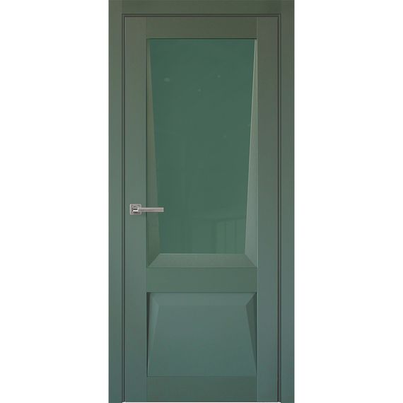 Межкомнатная дверь экошпон Perfecto 106 barhat green остеклённая