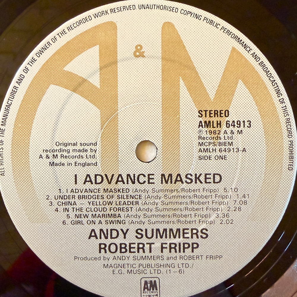 Andy Summers & Robert Fripp – I Advance Masked (Англия 1982г.) Т
