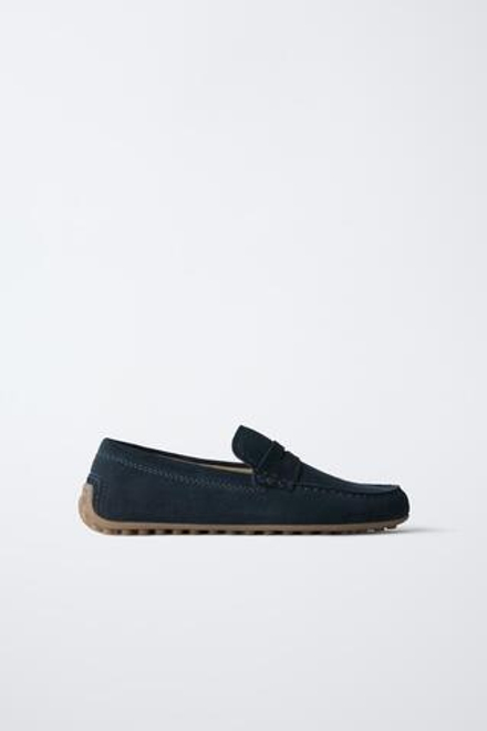 ZARA ЗАМШЕВЫЕ МОКАСИНЫ, ТЕМНО-СИНИЙ