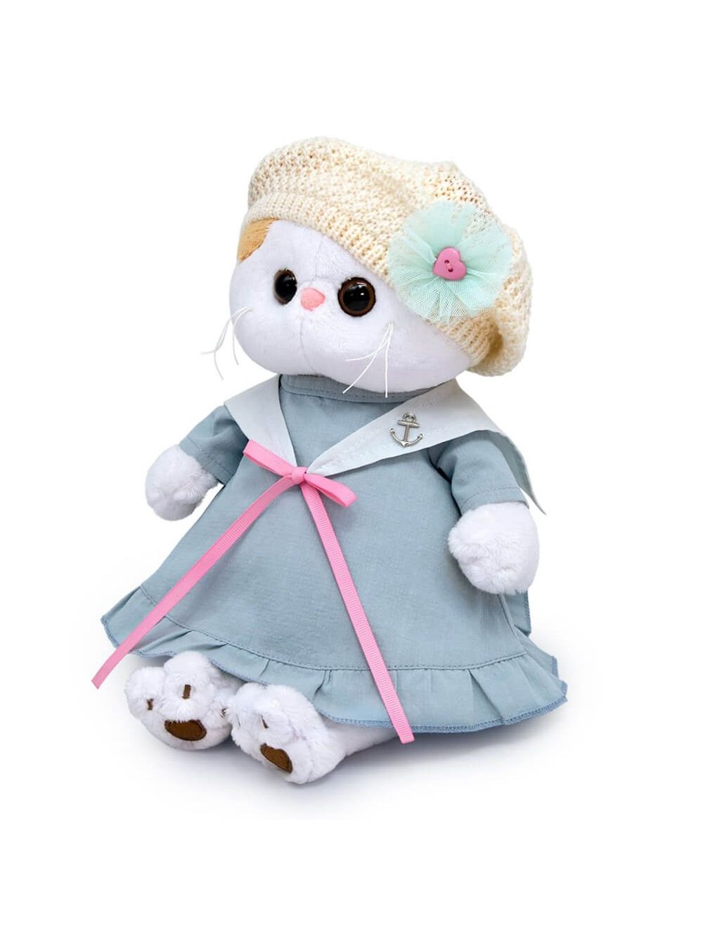 Мягкая игрушка Ли-Ли в морском платье и вязаном берете 24 см