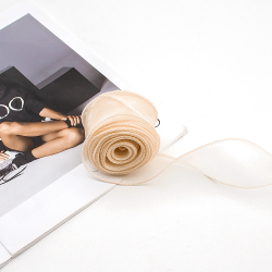 Лента декоративная (4 см*9,14 м) Органза с леской, Золотистый бежевый, 1 шт., 6233771