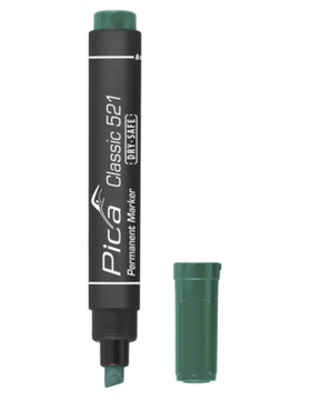 Маркер строительный DRY-SAFE зелёный, скошенный наконечник (2-6 мм) PICA-MARKER 521/36