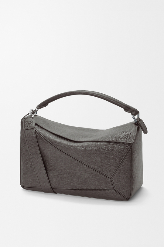 Loewe Большая сумка Puzzle мягкой зернистой телячьей кожи, темно-серый