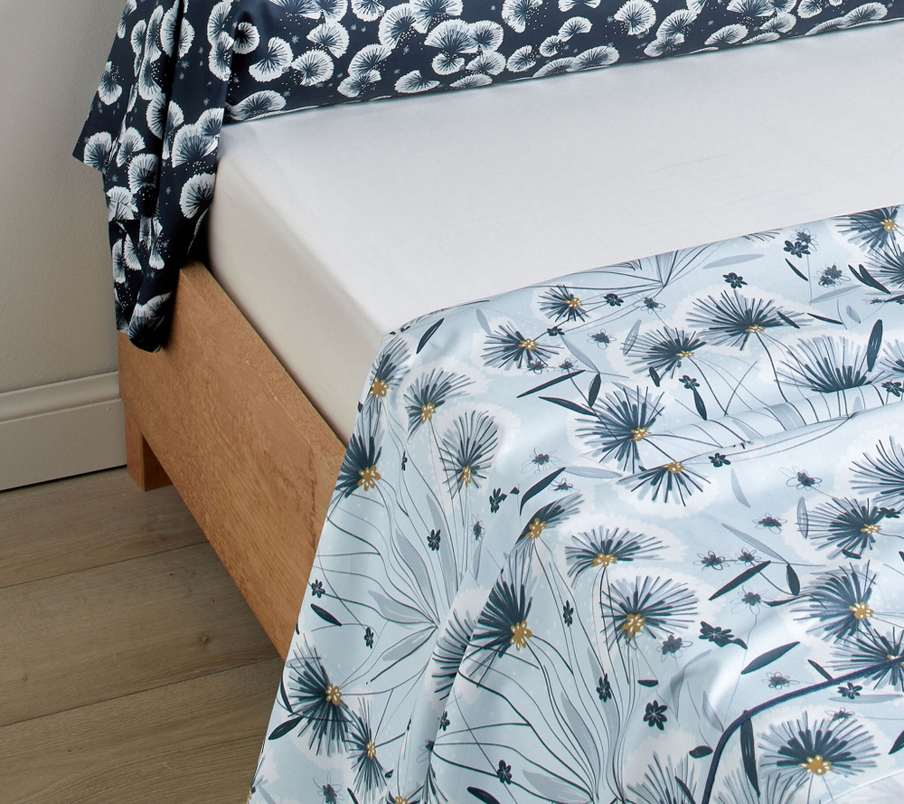 Элитное постельное белье 2 спальное евро Blanc des Vosges Florea bleu Франция