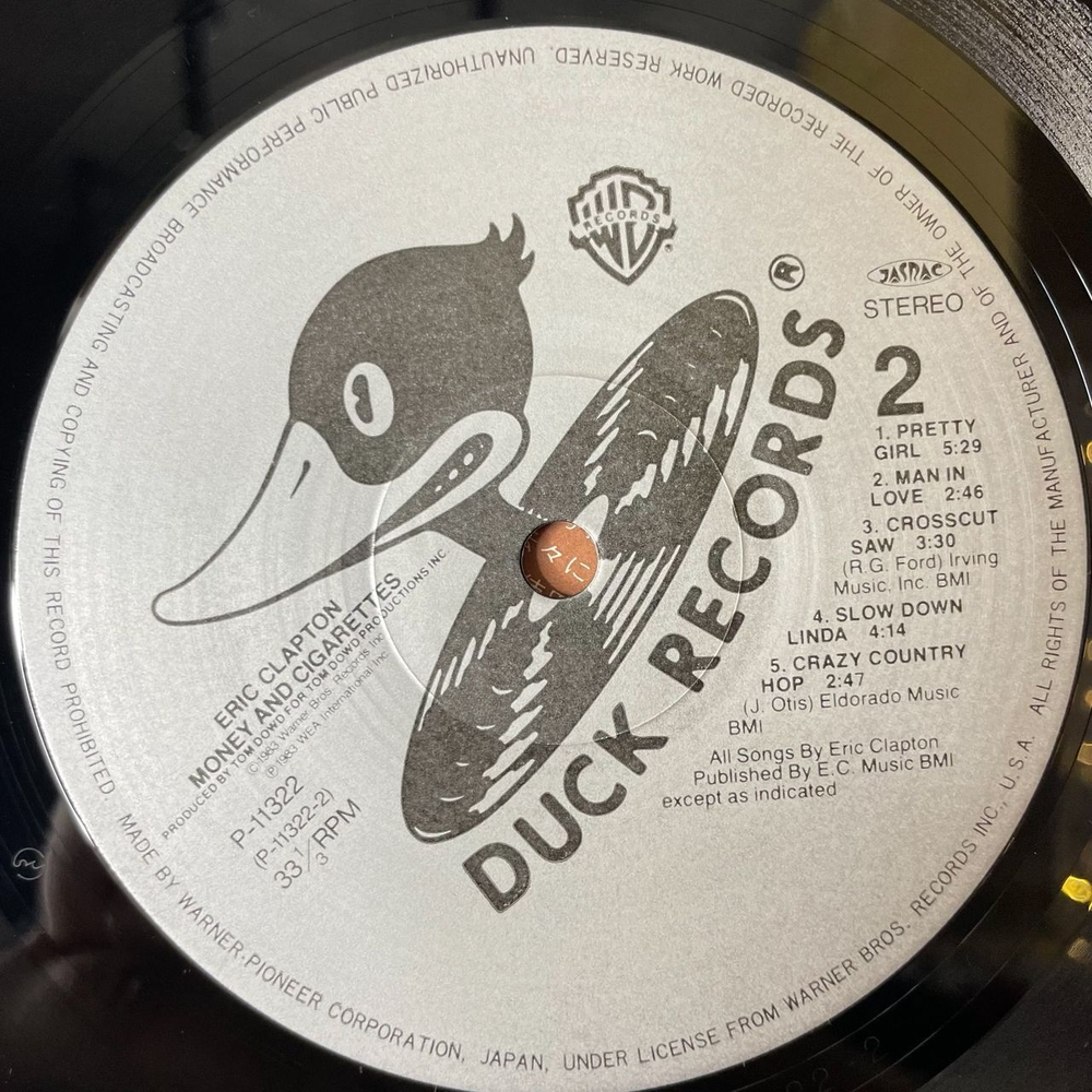Винтажная виниловая пластинка LP Eric Clapton Money And Cigarettes (Japan 1983) (Obi)