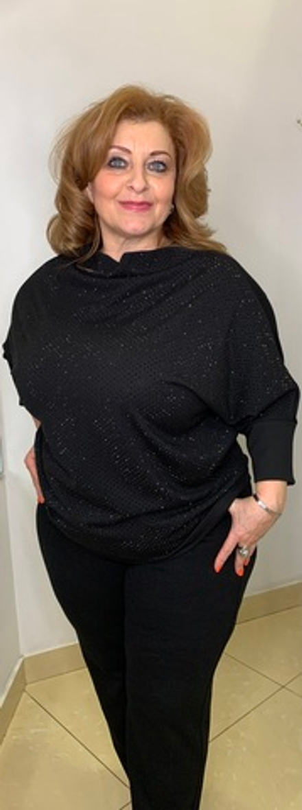 Черный стразовый нарядный блузон