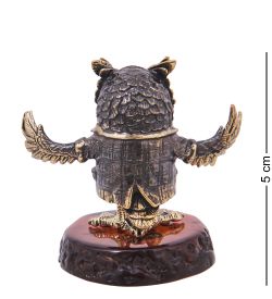 Народные промыслы AM-4193 Фигурка «Филин Оратор» (латунь, янтарь)