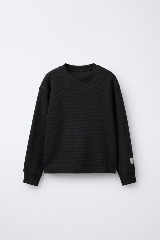 ZARA ЛОНГСЛИВ ИЗ ТКАНИ ОТТОМАН С НАШИВКОЙ, ЧЕРНЫЙ