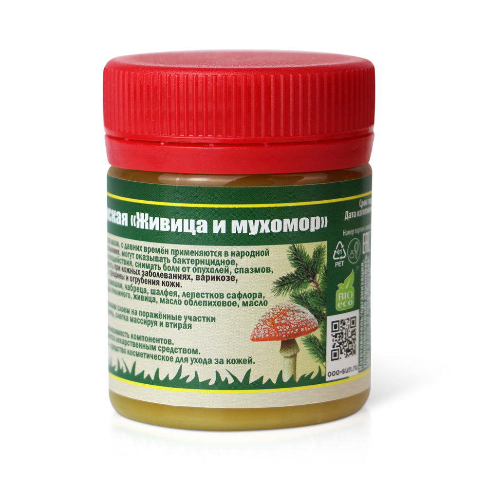 Мазь Монастырская Кавказский Целитель "Живица с мухомором". Пластик 40 мл.