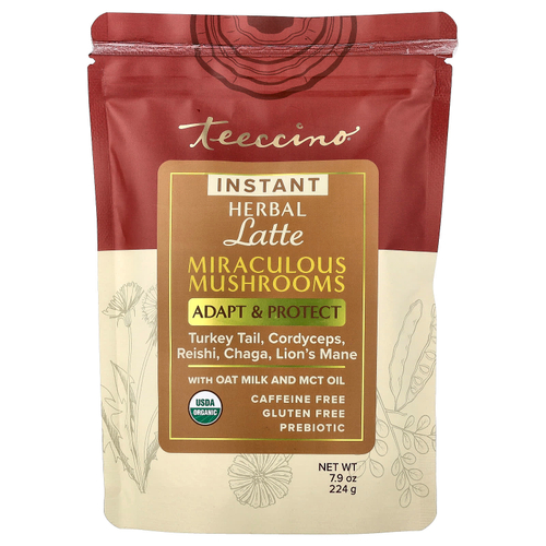 Teeccino, растворимый травяной латте, Miraculous Mushrooms, без кофеина, 224 г (7,9 унции)