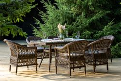 "Амароне" обеденная группа из искусственного ротанга на 6 персон, цвет коричневый