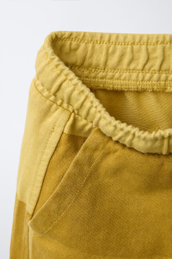 ZARA ШОРТЫ-БЕРМУДЫ ИЗ МЯГКОЙ ТКАНИ В КЛЕТКУ, ГОРЧИЧНЫЙ