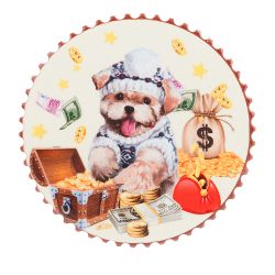 Фигурка декоративная (магнит) "Собачка-королева" d=7см. и=0,5см. (6видов) (min12)