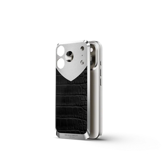 Чехол для iPhone 17 на магните - Натуральная кожа Аллигатора - Чёрный